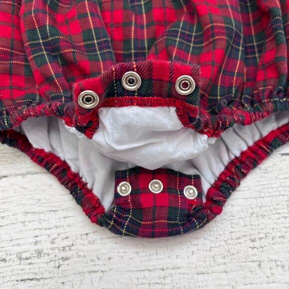 Edgehill Collection x Darby Fallon Plaid Bubble Romper Baby 9M Holiday Christmas - Picture 2 of 9